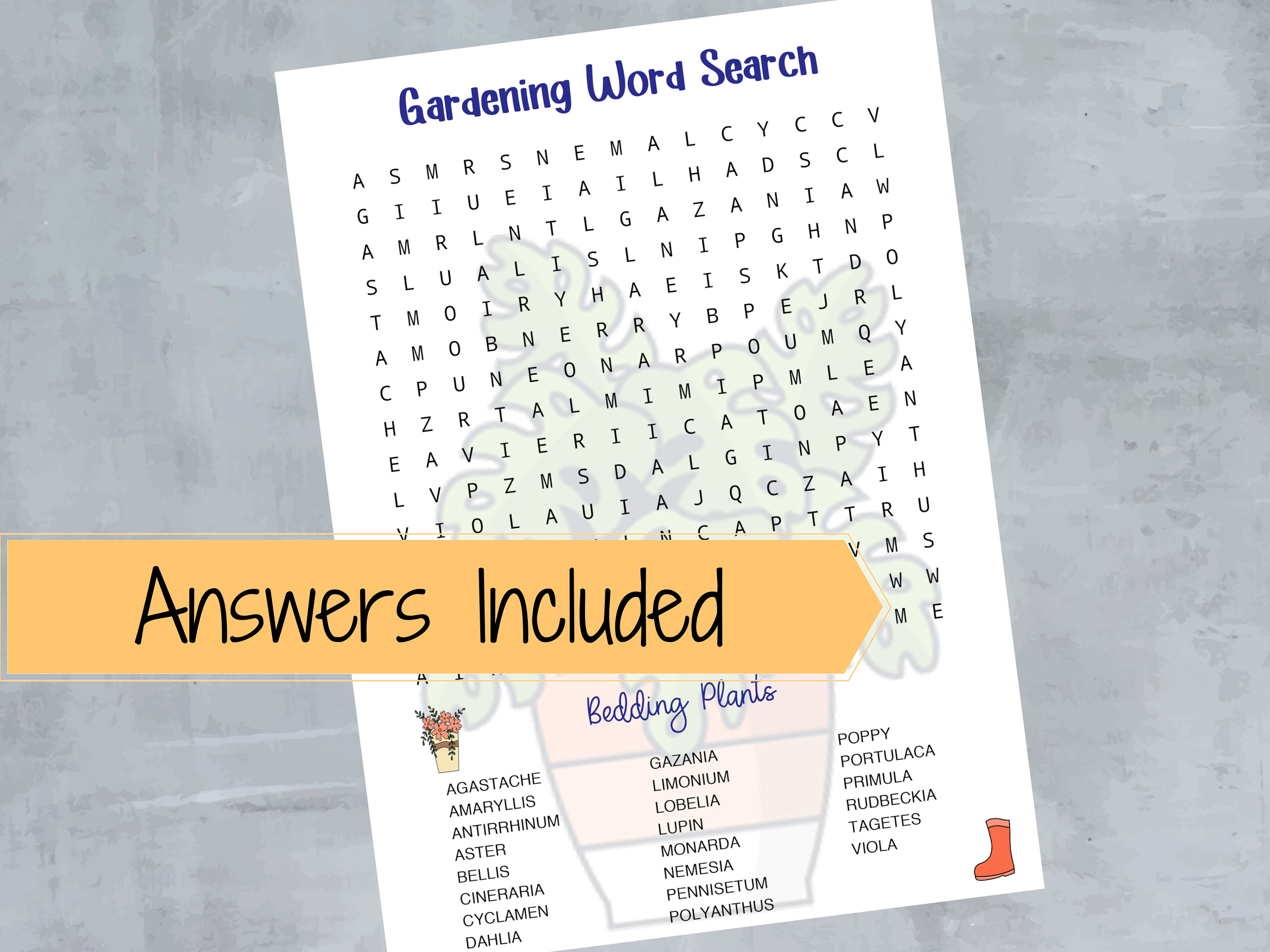 Gardening Word Search Trivia Printables Etsy