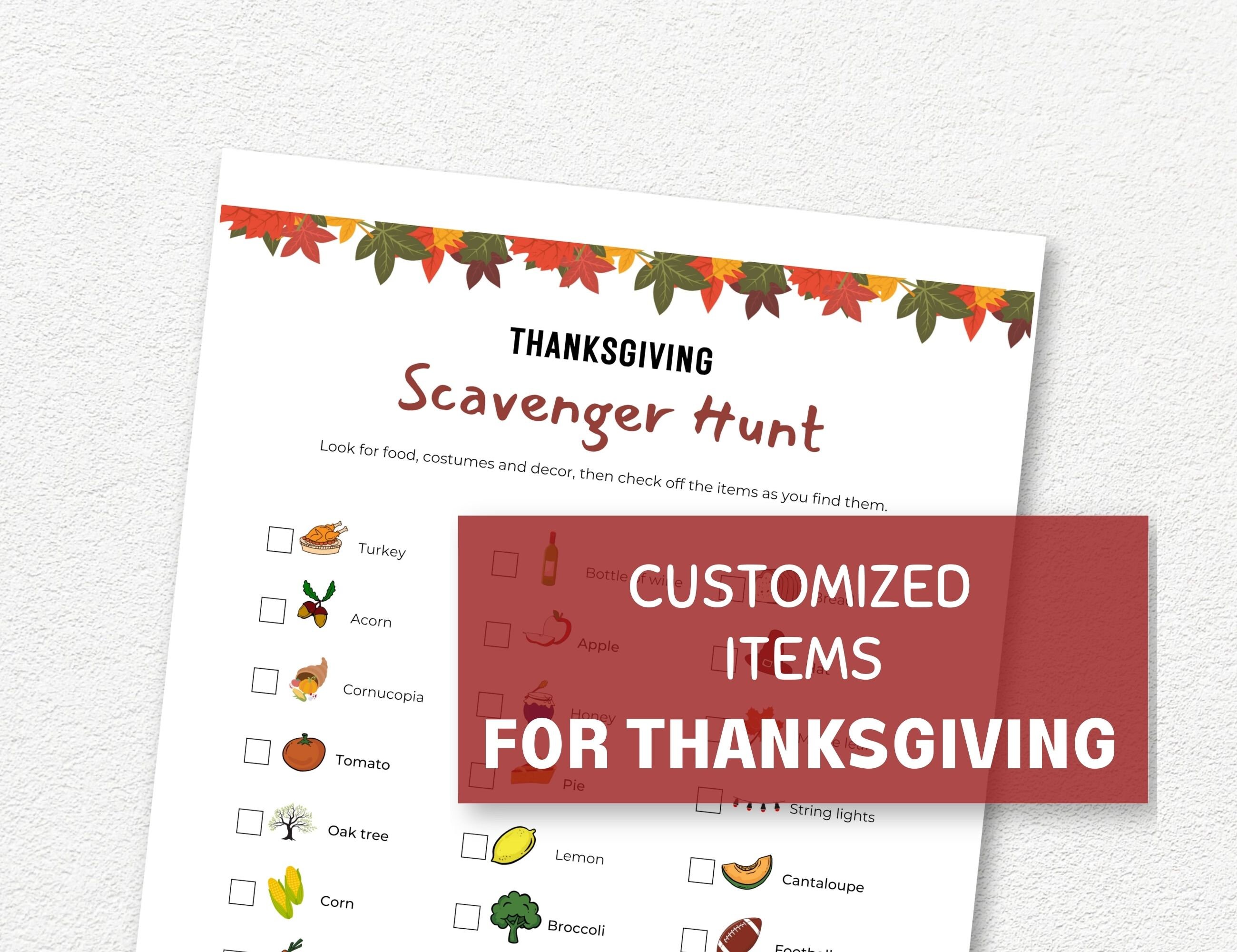 Thanksgiving Scavenger Hunt Printable, Thanksgiving Scavenger Hunt for Adults and Families ...