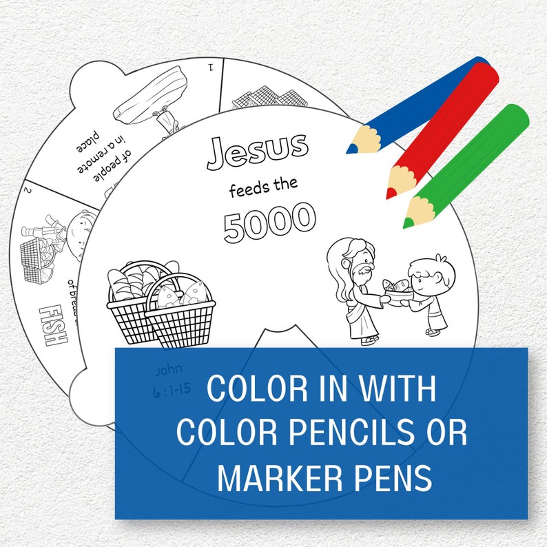 Jesus Feeds the 5000 Coloring Wheel, Five Loaves and Two Fish Craft ...