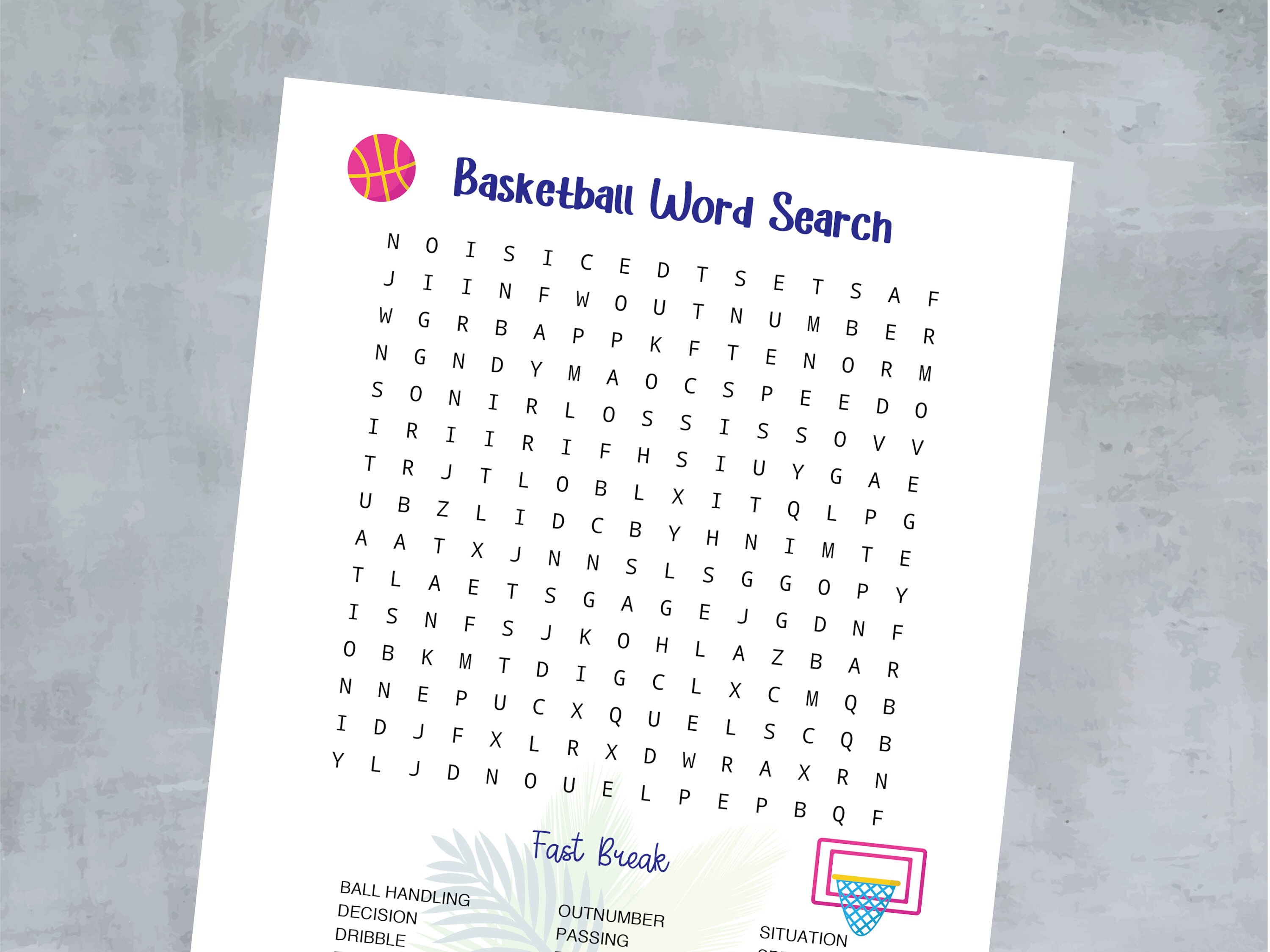 Basketball Word Search Printables - Etsy