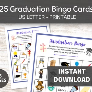 Graduation Bingo Cards, 25 Cards Icebreaker Game, Games for Parties