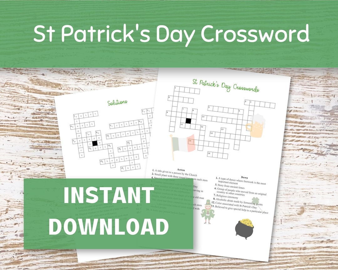st patricks day crossword puzzle printable for adults