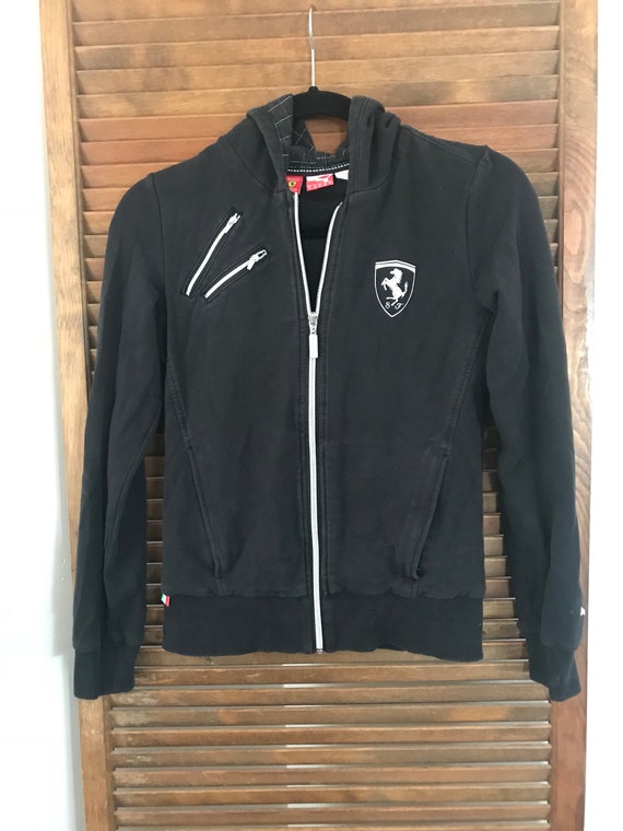 Ferrari Jacket Luxury car jacket Official Ferrari Puma black zip up Hoodie Vintage Ferrari Cafe racer style vintage racing