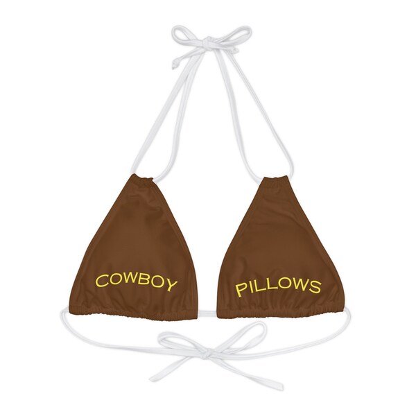 COWBOY PILLOWS Haut de bikini triangle à lanières, maillots de bain amusants, bikini de cow-boy, cow-girl de maillots de bain, blagues de bikini, maillots de bain pour Nashville, boucle lapin