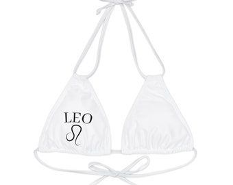 LEO ZODIAC sign Strappy Triangle Bikini Top (AOP)