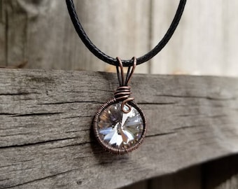 Swarovski Crystal Wrapped in Antiqued Copper