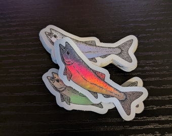 Holographic Salmon Mini Sticker
