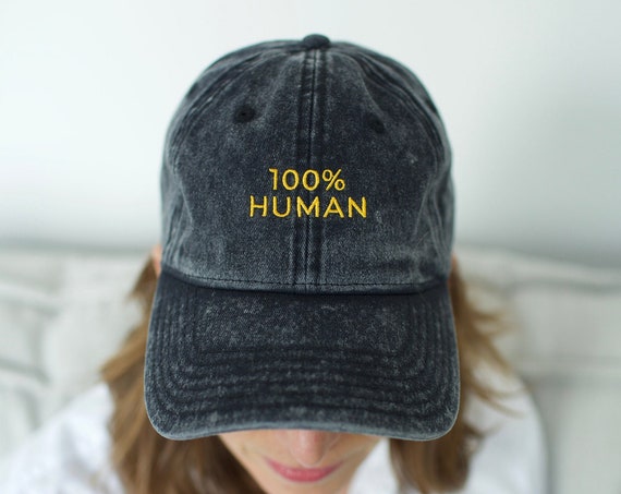 SALE Distressed Baseball Cap "100% HUMAN"