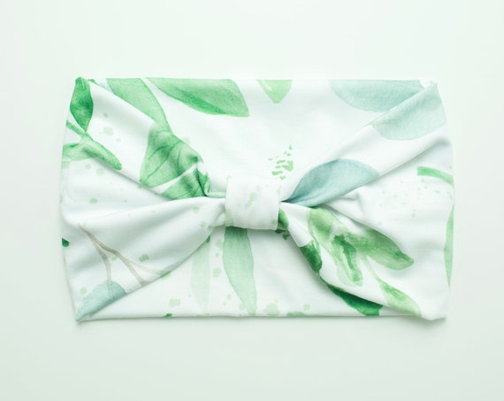 Sage Floral - Women's Knit Stretch Modern Jersey Headband