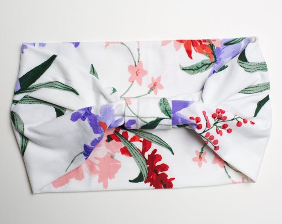 White Floral Fields - Women's Knit Stretch Modern Jersey Headband