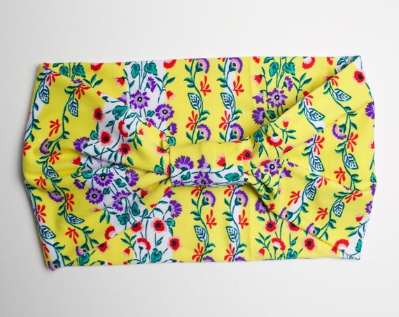 Retro Floral - Women's Knit Stretch Modern Jersey Headband