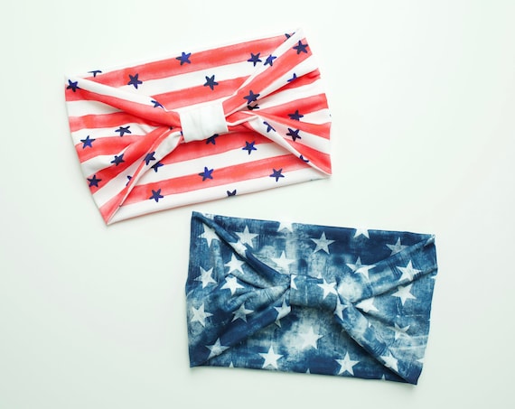 Stars & Stripes Bundle, 4th of July, Patriotic, Memorial Day, USA - Women's Knit Stretch Modern Jersey Headband