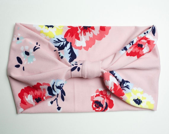 Pink Watercolor Floral - Women's Knit Stretch Modern Jersey Headband