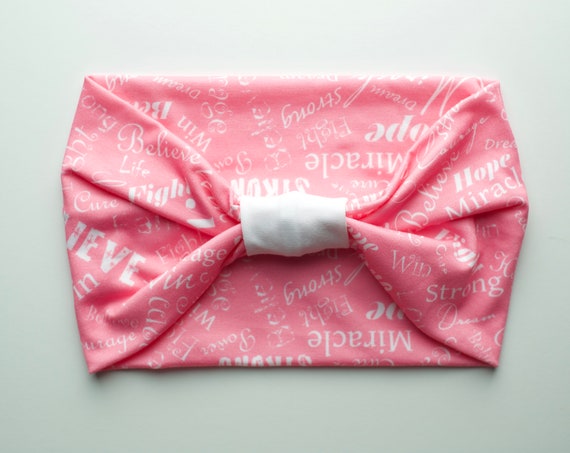 SALE Breast Cancer Awareness Support Encouraging Words - Women's Knit Stretch Modern Jersey Headband
