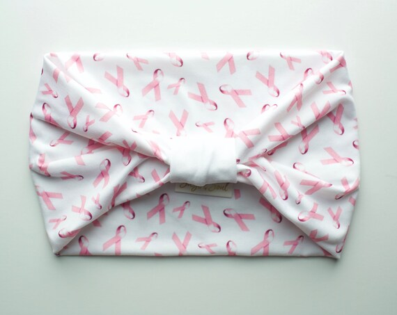 Breast Cancer Awareness Support Pink Ribbons - Women's Knit Stretch Modern Jersey Headband