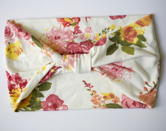 SALE Winter Floral- Women's Knit Stretch Headband