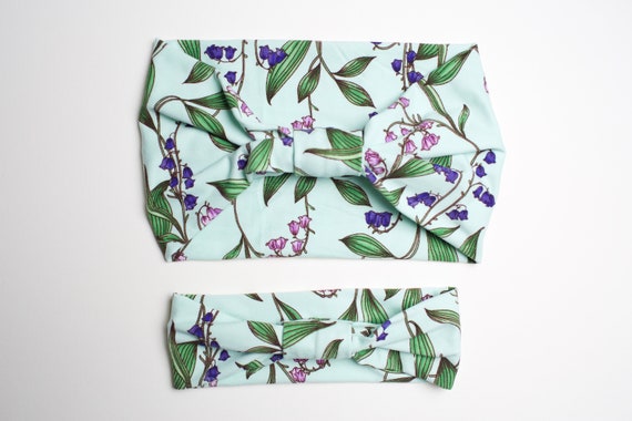 Momma & Baby Bundle - Sea Floral - Women's Knit Stretch Modern Jersey Headband
