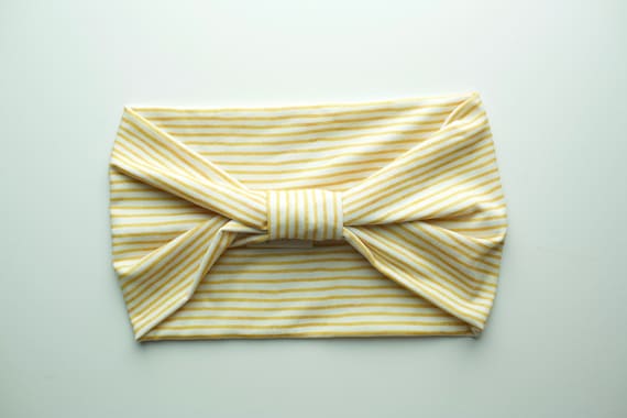 Mustard Stripes - Women's Knit Stretch Modern Jersey Headband