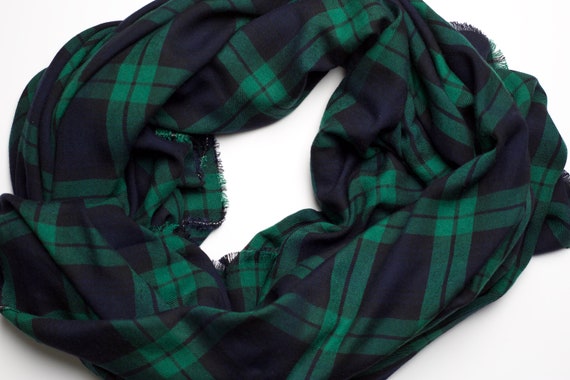 SALE Pine Green Plaid - XL Blanket Scarf for Women