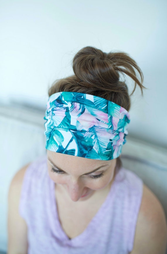 Tropical Watercolor Floral - Women's Knit Stretch Modern Jersey Headband
