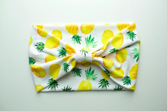 Watercolor Pineapples - Women's Knit Stretch Modern Jersey Headband
