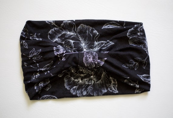 SALE Women's Knit Stretch Headband - White Frost Floral