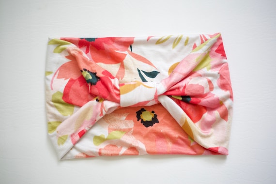 SALE Pink Springtime Floral - Women's Knit Stretch Headband