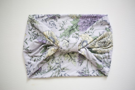 Women's Knit Stretch Headband - Light Lavender Floral