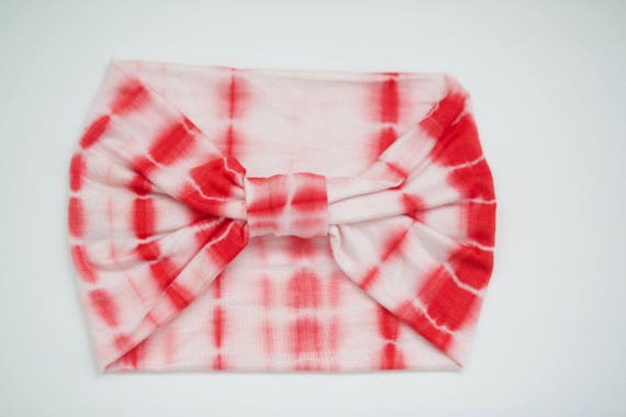 Red/White Tie Dyed - Knit Adult Size Headband