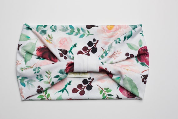 Winter Berry Floral - Women's Knit Stretch Modern Jersey Headband