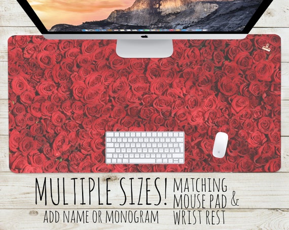 Red Roses Desk Mat Mouse Pad Multiple Sizes Matching Etsy