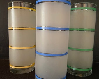 Libby Frosted Glass with stripes