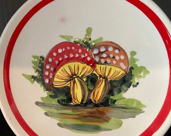 Retro ceramic mushroom plate set of 2