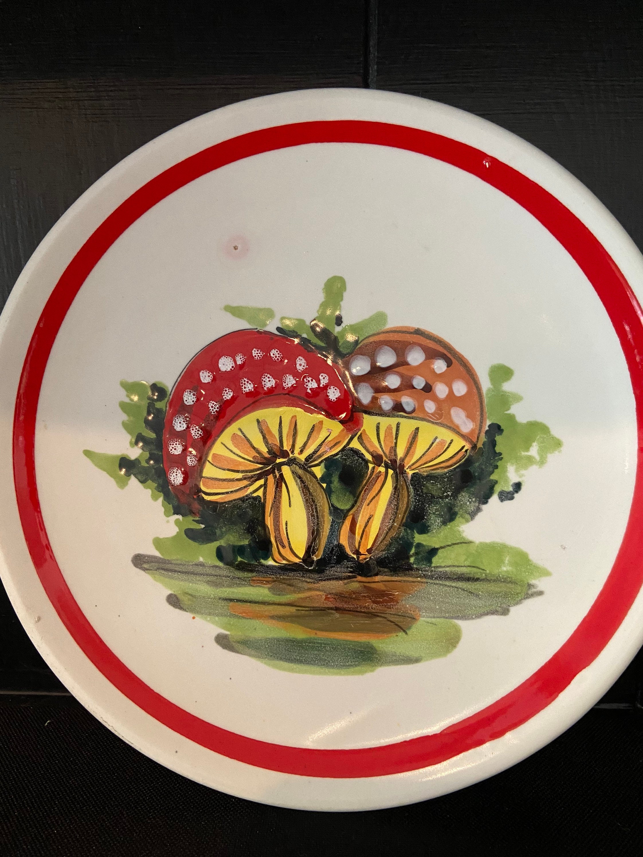 レトロなきのこ　陶器 レトロな陶器のきのこ皿2枚セット - Etsy 日本