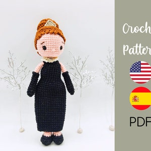 Crochet Pattern • Amigurumi Doll Pattern • Audrey Doll • Tutorial PDF • Amigurumi Doll • Hollywood Icon • English pattern • Spanish