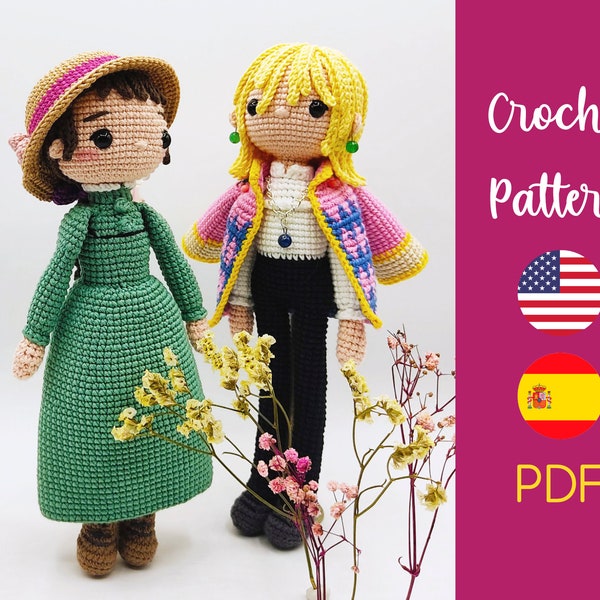 SOPHIE & JENKINS • Crochet pattern • Amigurumi Doll Pattern • Amigurumi Doll •  Crochet Doll Pattern • PDF Tutorial • Español • English