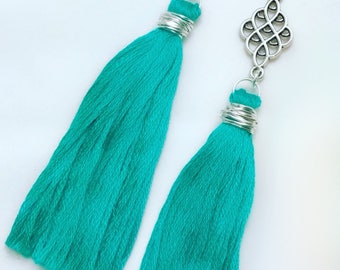 Emerald Tassel Earrings