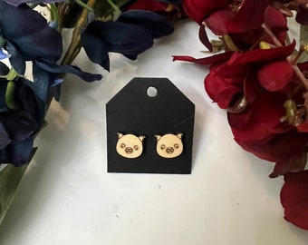 Wooden pig earrings