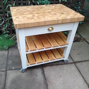 Handmade Oak butchers block End Grain Kitchen Island Oak Slats