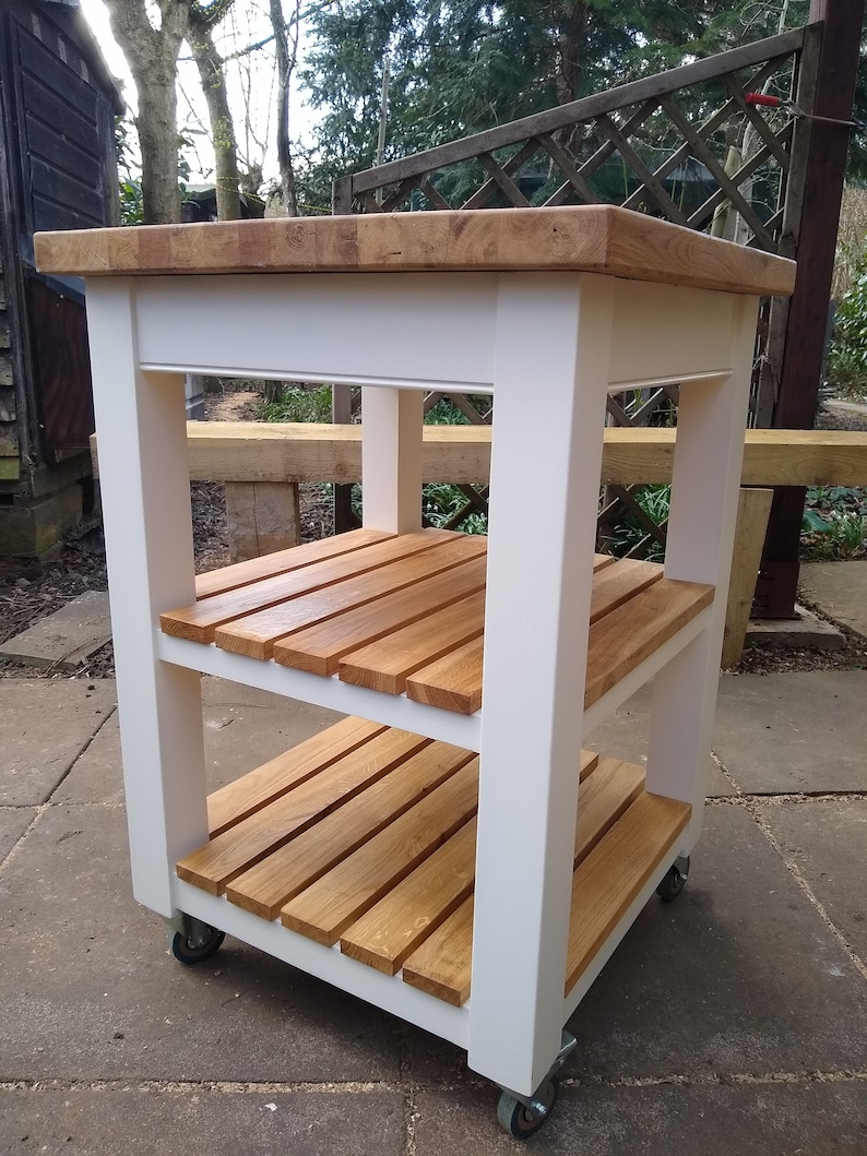 Handmade Oak and Pine Kitchen Island Oak Block Top Castors Etsy UK