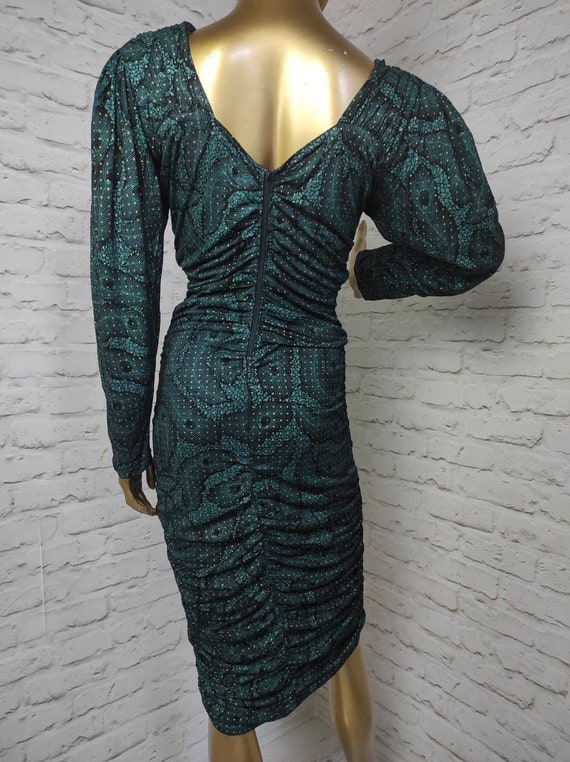 Spectacular Vintage 80s Ruched Midi Dress Cocktai… - image 6