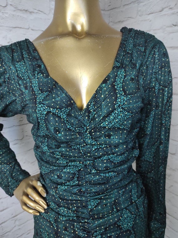 Spectacular Vintage 80s Ruched Midi Dress Cocktai… - image 3