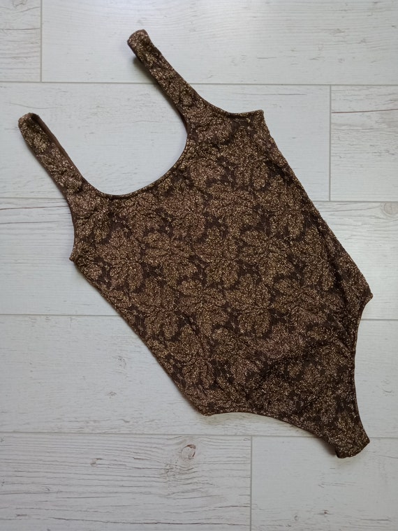 Wolford Lace Bodysuit Sleeveless Vintage Brown Siz
