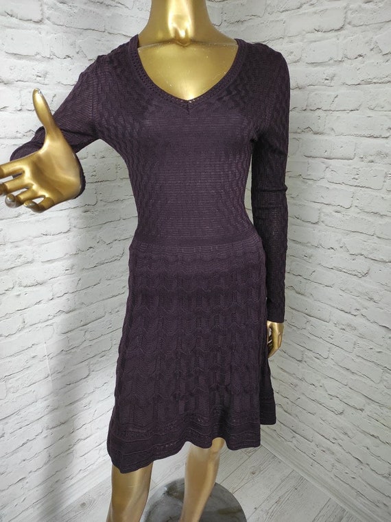M Missoni Womens Solid Zig Zag Vneck Dress M Missoni Womens Solid Zig Zag Vneck Dress