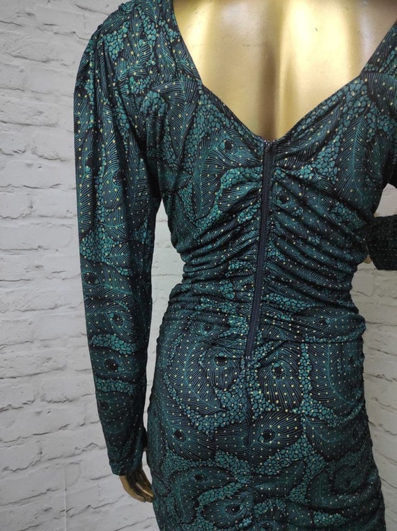 Spectacular Vintage 80s Ruched Midi Dress Cocktai… - image 5