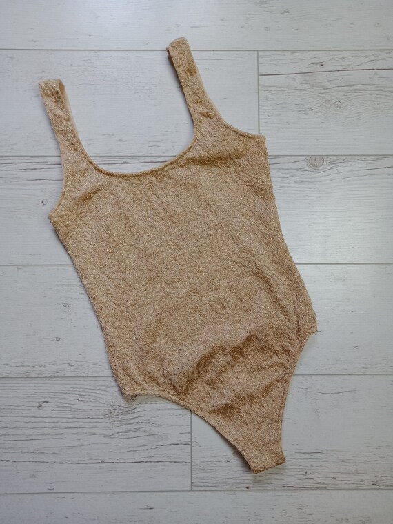 Wolford Lace Bodysuit Sleeveless Vintage Beige Siz
