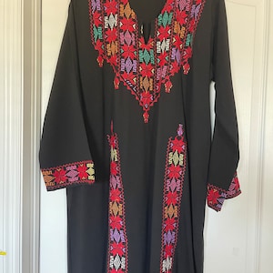 Vintage Style Colorful Egyptian Arabic Bedouin Tribal Abaya Dress Handmade of Siwa Egypt