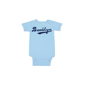 Brooklyn Baby Blue Bodysuit Dodgers Script.