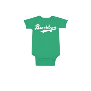 Brooklyn Baby Kelly Green Bodysuit Dodgers Script