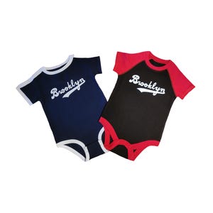 Brooklyn Baby Bodysuits with Dodgers Script.